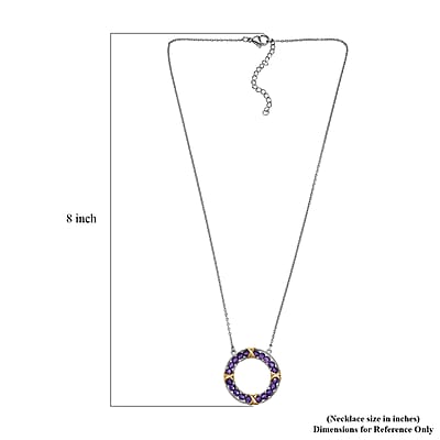 Karis African Amethyst 10.00 ctw Circle Necklace 18K YG Plated, Platinum Bond and Stainless Steel 18-20 Inches