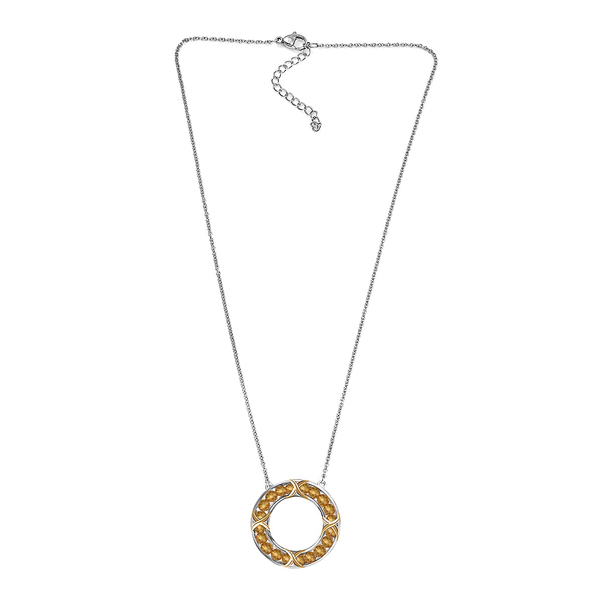 EverTrue Brazilian Citrine 2.50 ctw Circle Necklace in 18K YG Plated and Platinum Bond with Stainless Steel 18 Inches image number 3