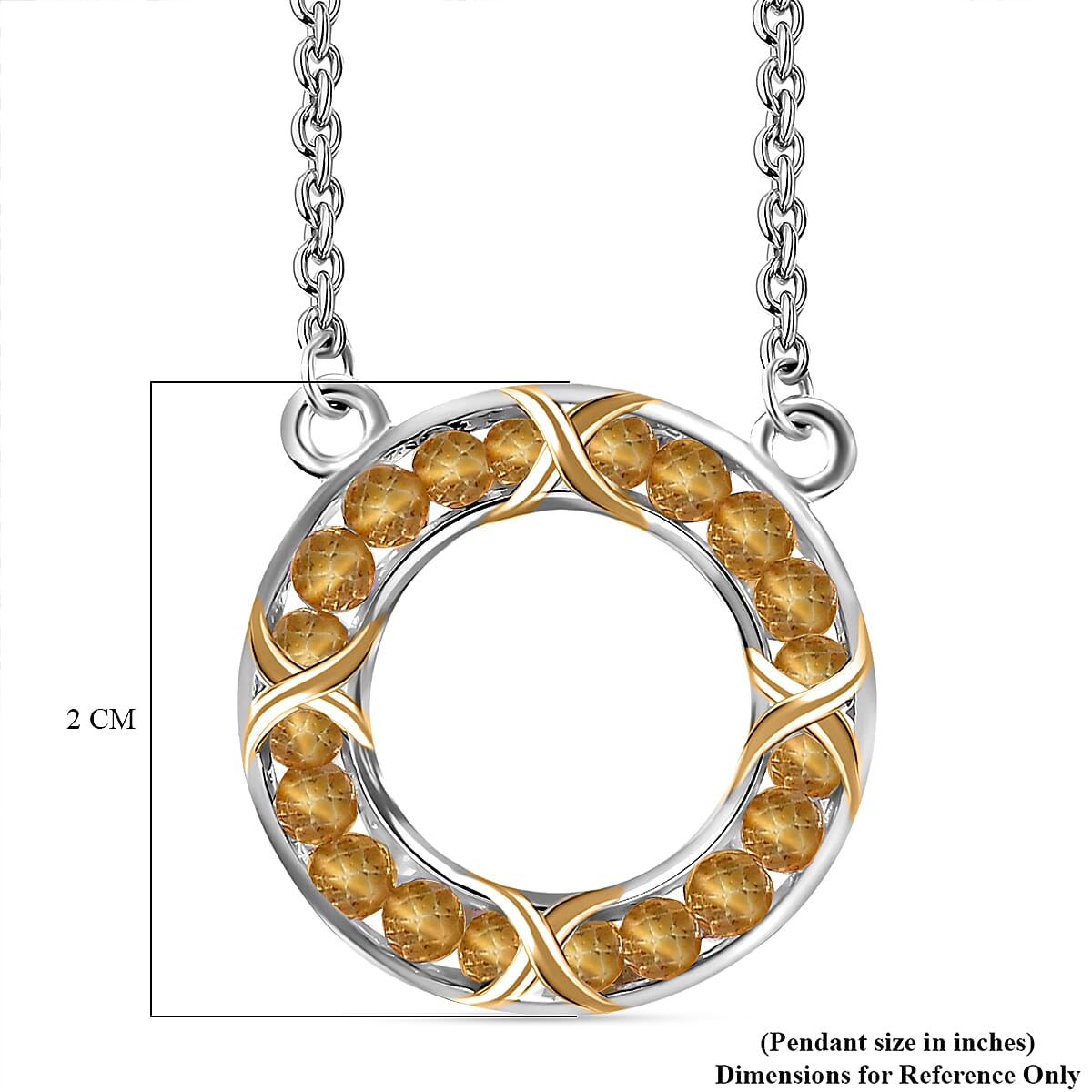 EverTrue Brazilian Citrine 2.50 ctw Circle Necklace in 18K YG Plated and Platinum Bond with Stainless Steel 18 Inches image number 5