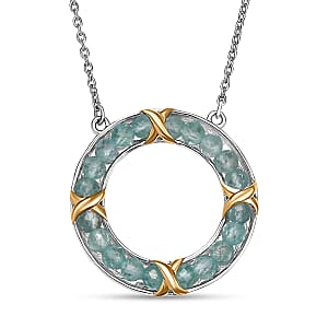 Karis Apatite 7.35 ctw Circle Necklace 18K YG Plated, Platinum Bond and Stainless Steel 18 Inches