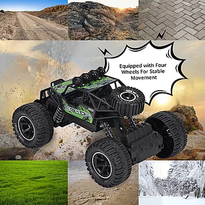 Climbing Car with Front Light & Rechargeable Battery - Green