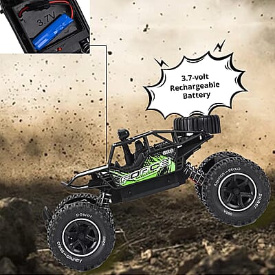 Climbing Car with Front Light & Rechargeable Battery - Green