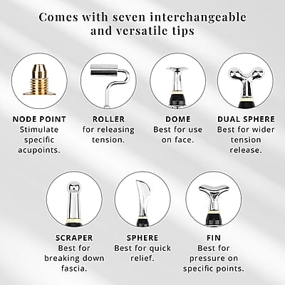 Interchangeable 7 Heads Massager Pen with 2 Container