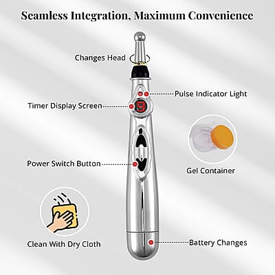 Interchangeable 7 Heads Massager Pen with 2 Container