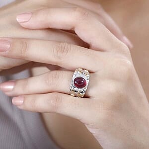 Niassa Ruby (FF) 3.55 ctw Ring in Vermeil Yellow Gold Over Sterling Silver (Size 11.5)
