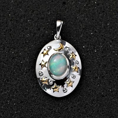 Ethiopian Welo Opal 2.00 ctw Pendant in Vermeil YG Over Sterling Silver