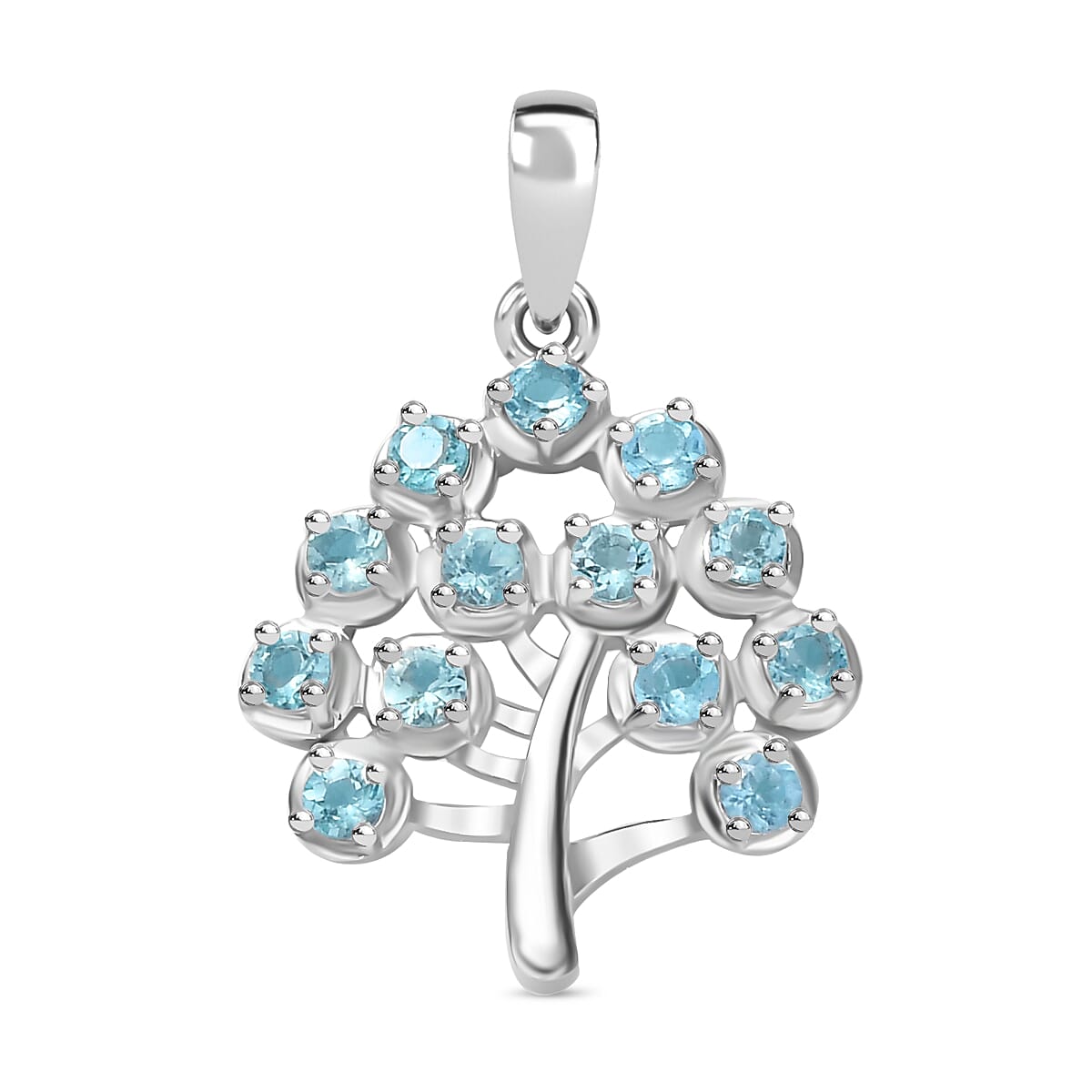 Paraiba Apatite 1.00 ctw Pendant without Chain in Platinum Over Sterling Silver