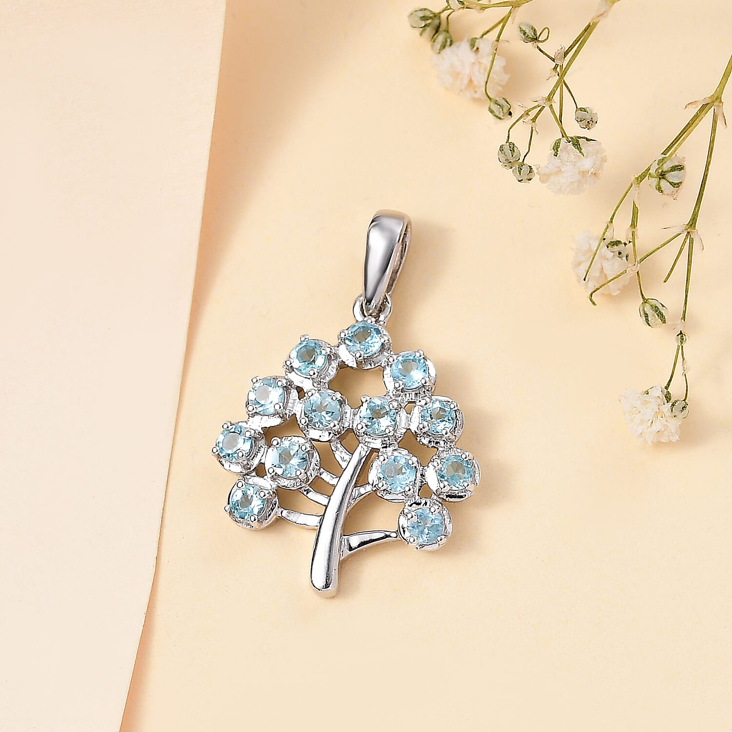 Paraiba Apatite 1.00 ctw Pendant without Chain in Platinum Over Sterling Silver