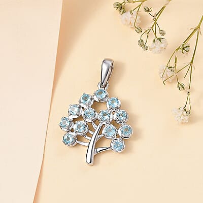 Paraiba Apatite 1.00 ctw Pendant without Chain in Platinum Over Sterling Silver