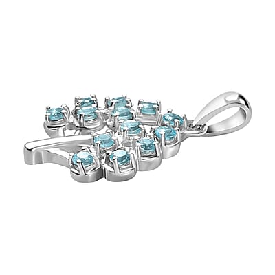 Paraiba Apatite 1.00 ctw Pendant without Chain in Platinum Over Sterling Silver