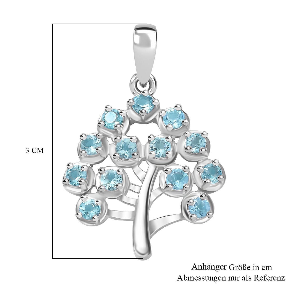 Paraiba Apatite 1.00 ctw Pendant without Chain in Platinum Over Sterling Silver