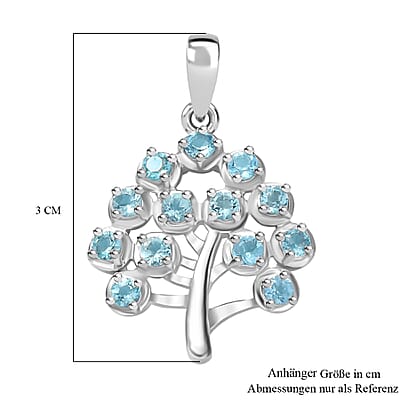 Paraiba Apatite 1.00 ctw Pendant without Chain in Platinum Over Sterling Silver