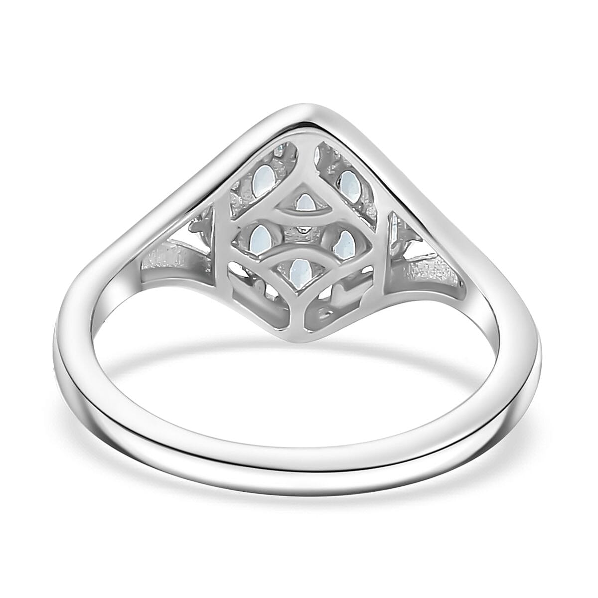 Paraiba Apatite 0.63 ctw Cluster Ring in Platinum Over Sterling Silver (Size 8.0)