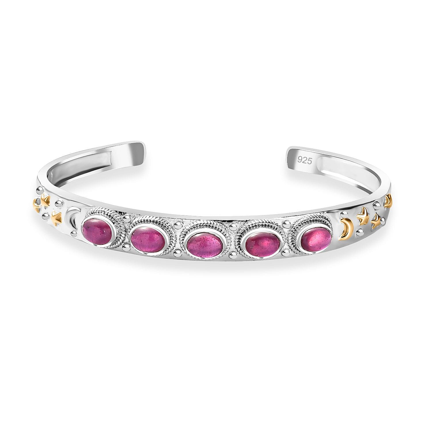 Niassa Ruby (FF) 4.25 ctw Bangle Bracelet in Sterling Silver (7.50 In)