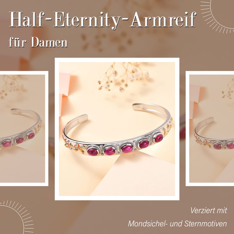 Niassa Ruby (FF) 4.25 ctw Bangle Bracelet in Sterling Silver (7.50 In)