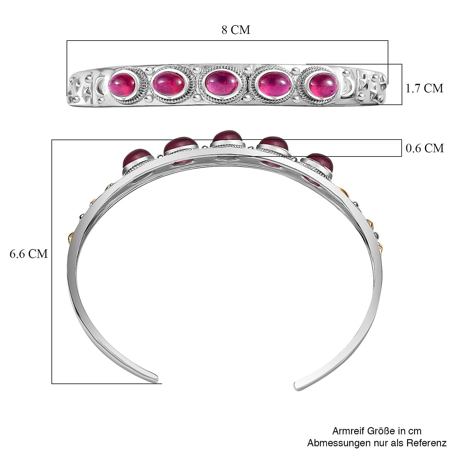 Niassa Ruby (FF) 4.25 ctw Bangle Bracelet in Sterling Silver (7.50 In)