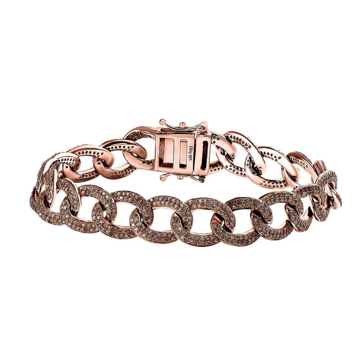 Natural Champagne Diamond Bracelet in Vermeil Rose Gold Over Sterling Silver (7.50 In) 4.00 ctw image number 0