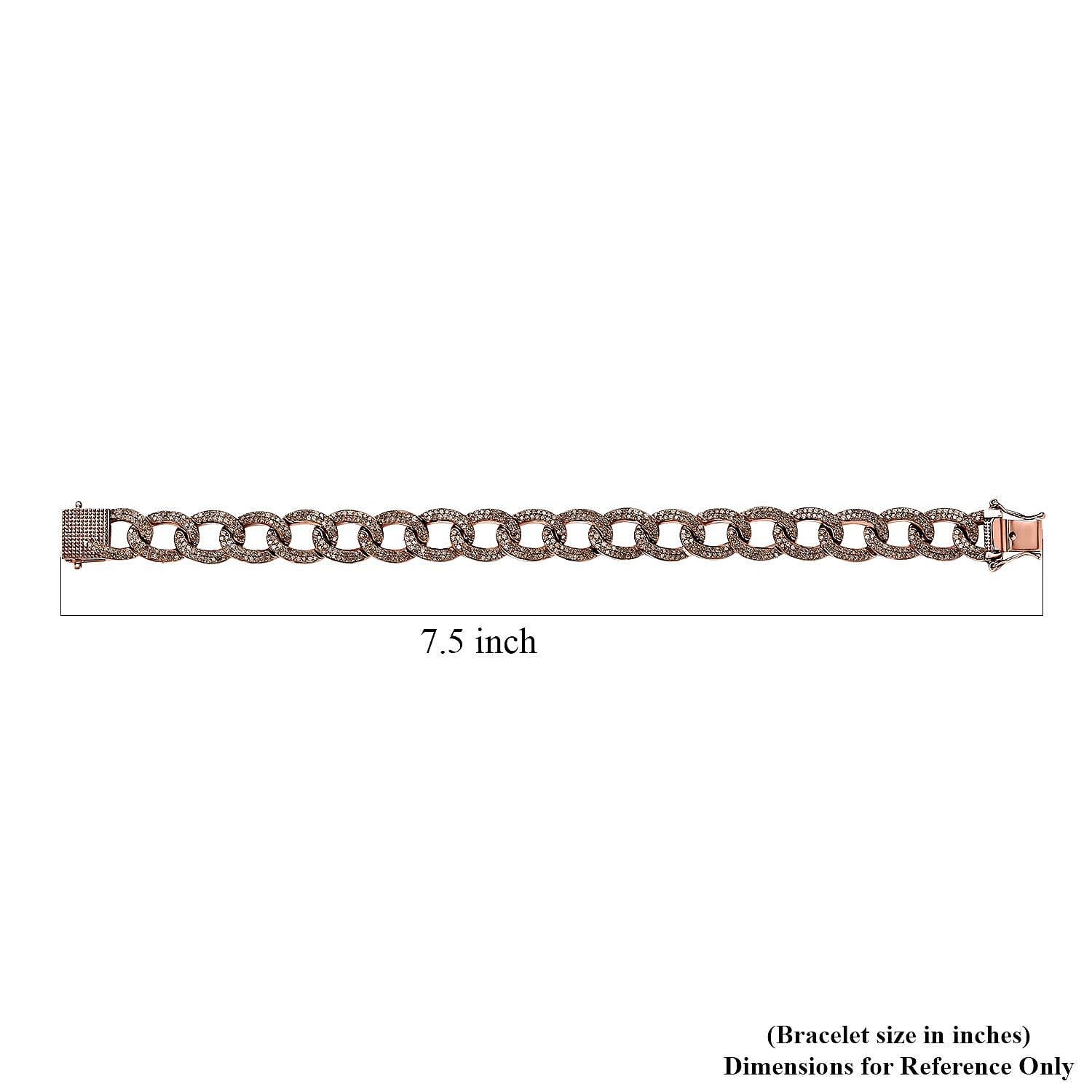Natural Champagne Diamond Bracelet in Vermeil Rose Gold Over Sterling Silver (7.50 In) 4.00 ctw
