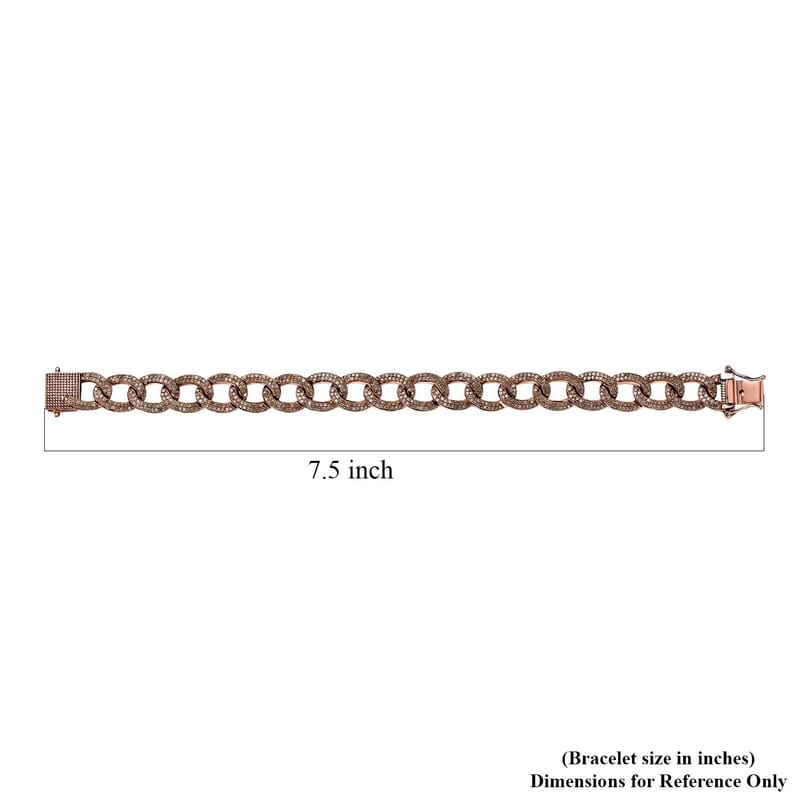 Natural Champagne Diamond Bracelet in Vermeil Rose Gold Over Sterling Silver (7.50 In) 4.00 ctw
