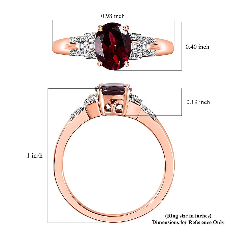 Luxoro Orissa Rhodolite Garnet, Diamond Ring in 10K Rose Gold 2.40 ctw (Size 6.0)