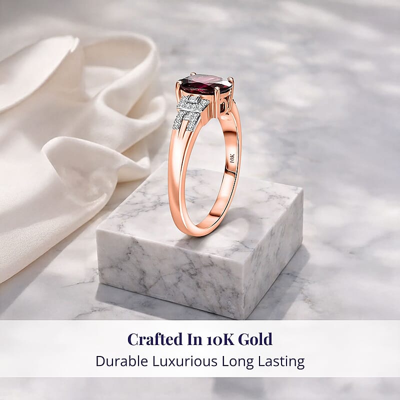 Luxoro Orissa Rhodolite Garnet, Diamond Ring in 10K Rose Gold 2.40 ctw (Size 9.0)