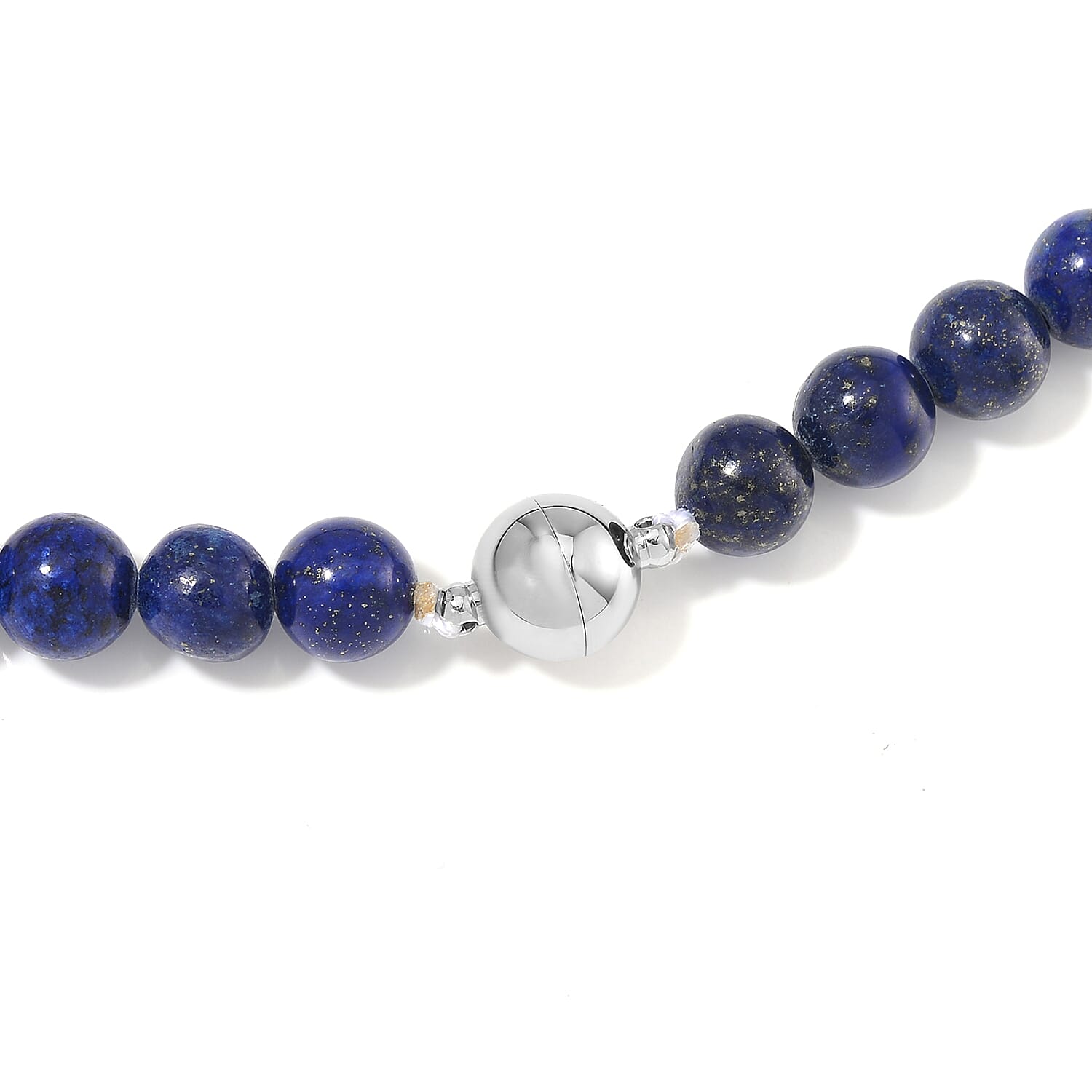 Lapis Lazuli, Abalone Shell Beaded Necklace with Butterfly Charm 20 Inches in Silvertone and Stainless Steel 300.00 ctw
