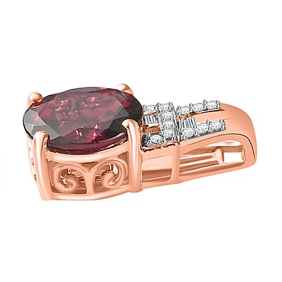 Luxoro 10K Rose Gold Premium Orissa Rhodolite Garnet and G-H I2 Diamond Pendant without Chain 2.30 ctw