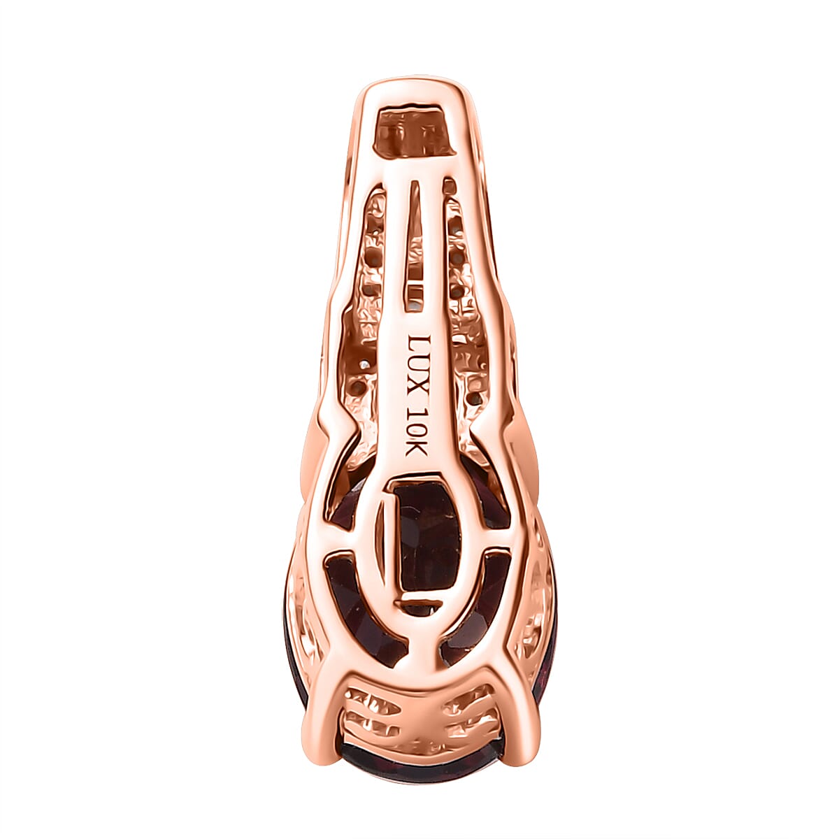Luxoro 10K Rose Gold Premium Orissa Rhodolite Garnet and G-H I2 Diamond Pendant without Chain 2.30 ctw