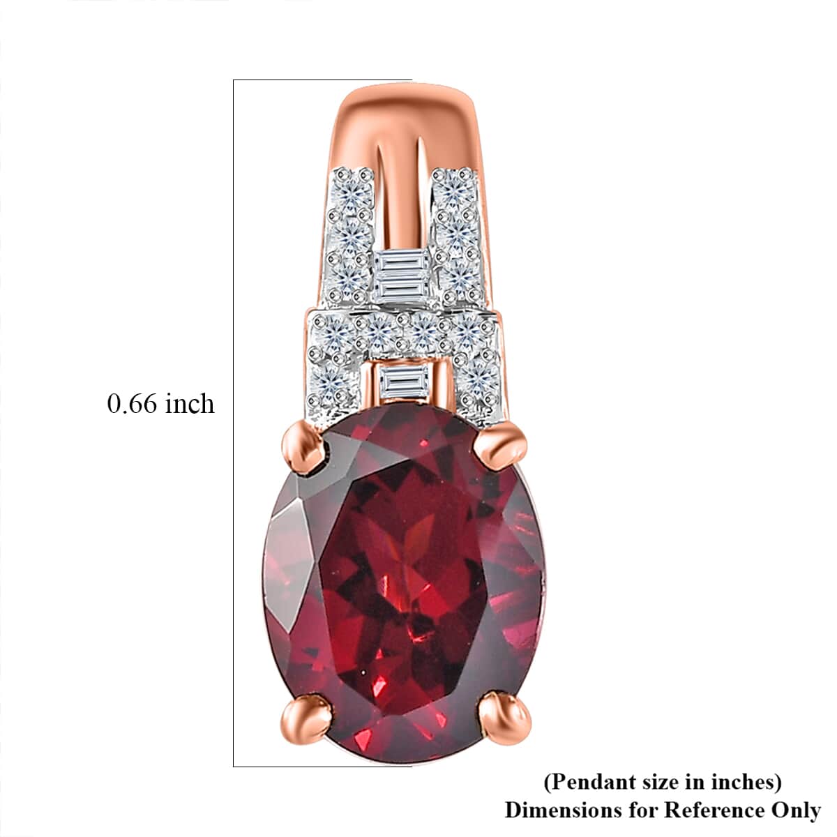 Luxoro 10K Rose Gold Premium Orissa Rhodolite Garnet and G-H I2 Diamond Pendant 2.30 ctw image number 5