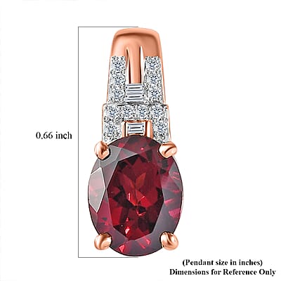 Luxoro 10K Rose Gold Premium Orissa Rhodolite Garnet and G-H I2 Diamond Pendant without Chain 2.30 ctw