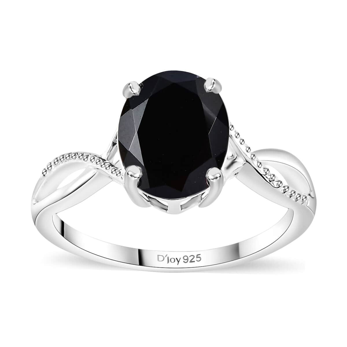 Thai Black Spinel 3.30 ctw Infinity Shank Ring in Sterling Silver (Size 10.0) image number 0