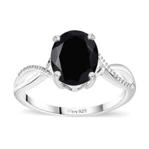 Thai Black Spinel 3.30 ctw Infinity Shank Ring in Sterling Silver (Size 10.0)