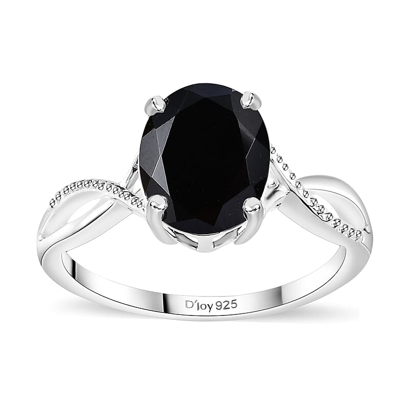 Thai Black Spinel 3.30 ctw Infinity Shank Ring in Sterling Silver (Size 10.0)