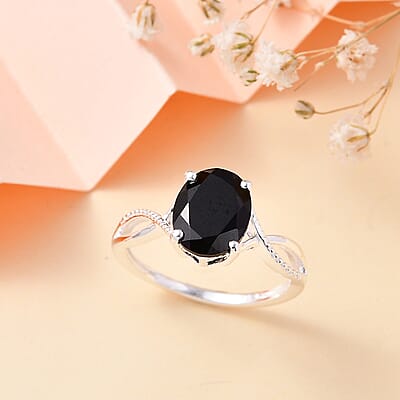 Thai Black Spinel 3.30 ctw Infinity Shank Ring in Sterling Silver (Size 10.0)