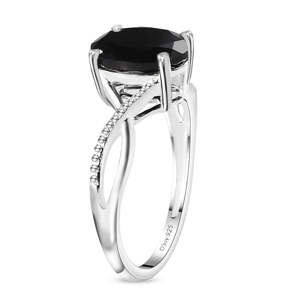 Thai Black Spinel 3.30 ctw Infinity Shank Ring in Sterling Silver (Size 10.0) image number 3