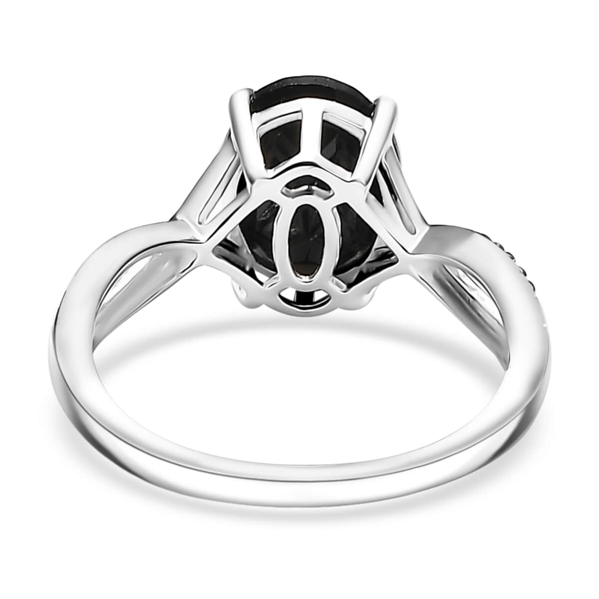 Thai Black Spinel 3.30 ctw Infinity Shank Ring in Sterling Silver (Size 10.0) image number 4