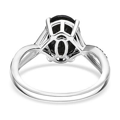 Thai Black Spinel 3.30 ctw Infinity Shank Ring in Sterling Silver (Size 10.0)