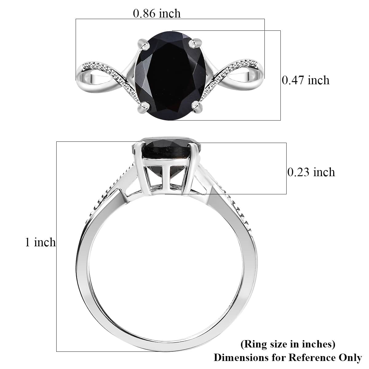 Thai Black Spinel 3.30 ctw Infinity Shank Ring in Sterling Silver (Size 10.0) image number 5