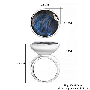Malagasy Labradorite 14.59 ctw Ring in Stainless Steel (Size 5.5)