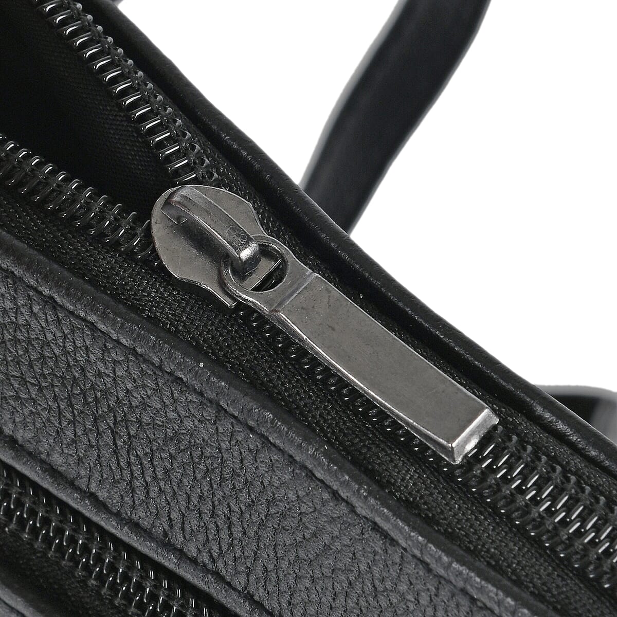 Black Cow Leather Crossbody Bag with Faux Leather Trim image number 3