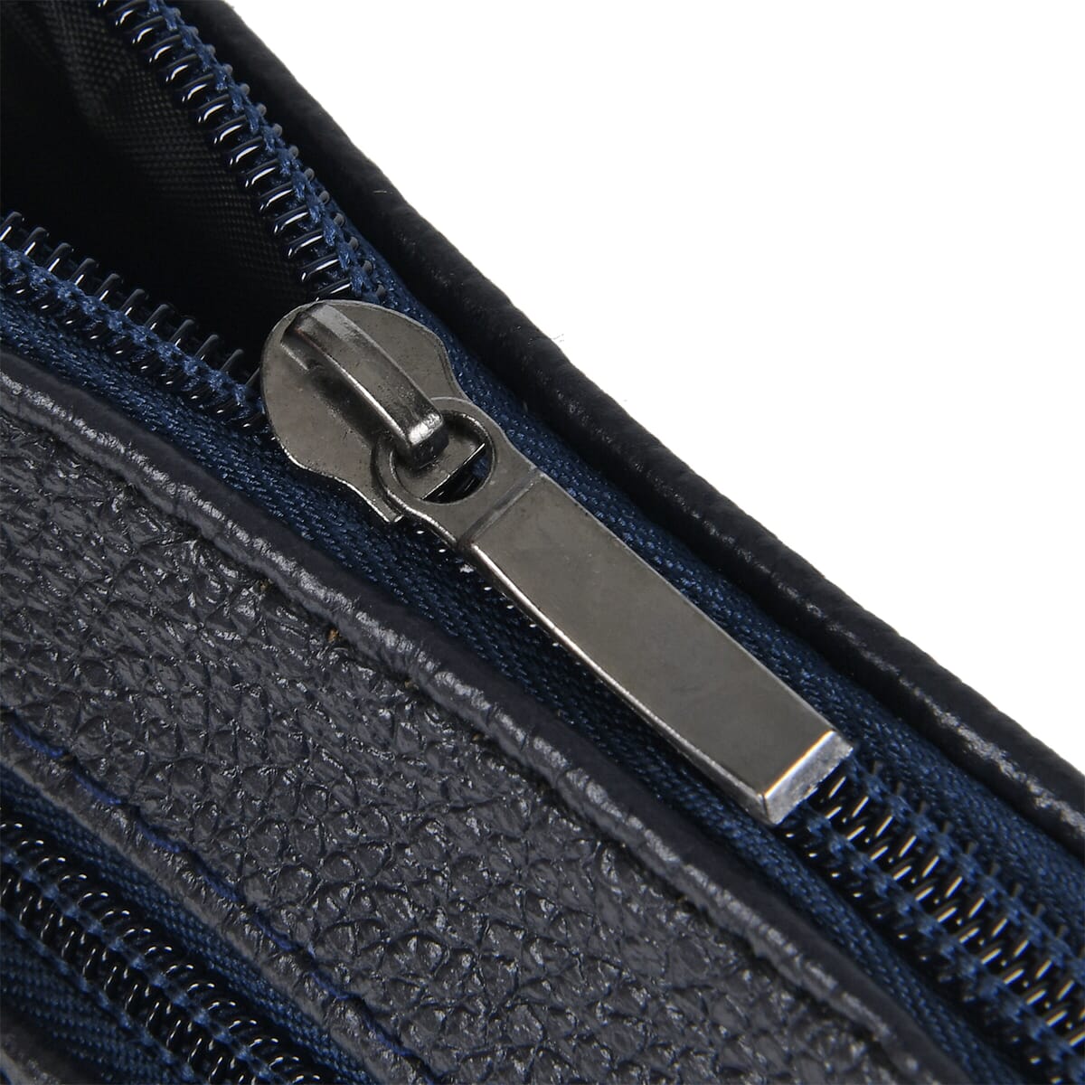 Navy Cow Leather Crossbody Bag with Faux Leather Trim image number 3