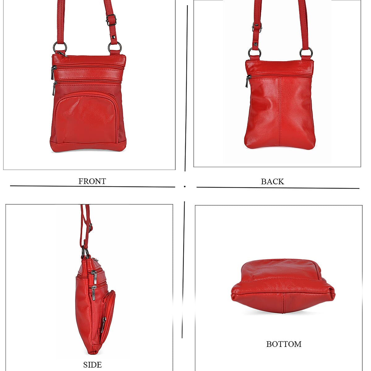 Red Cow Leather Crossbody Bag with Faux Leather Trim image number 1