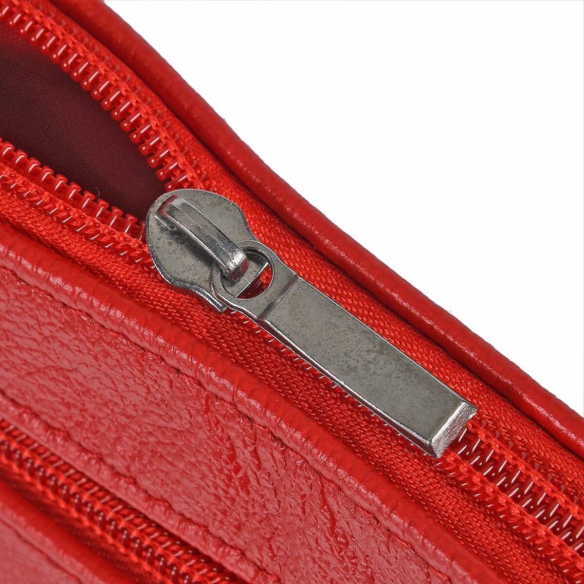 Red Cow Leather Crossbody Bag with Faux Leather Trim image number 3