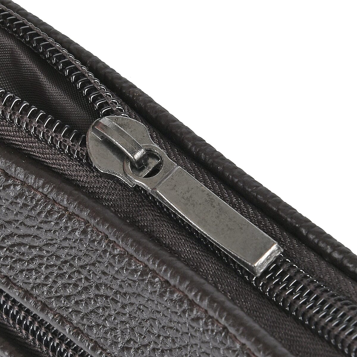 Dark Brown Cow Leather Crossbody Bag with Faux Leather Trim image number 3