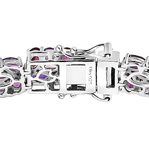 D'Joy Orissa Rhodolite Garnet and Amethyst Floral Garland Bracelet in Rhodium Over Sterling Silver (7.25 In) 22.40 ctw