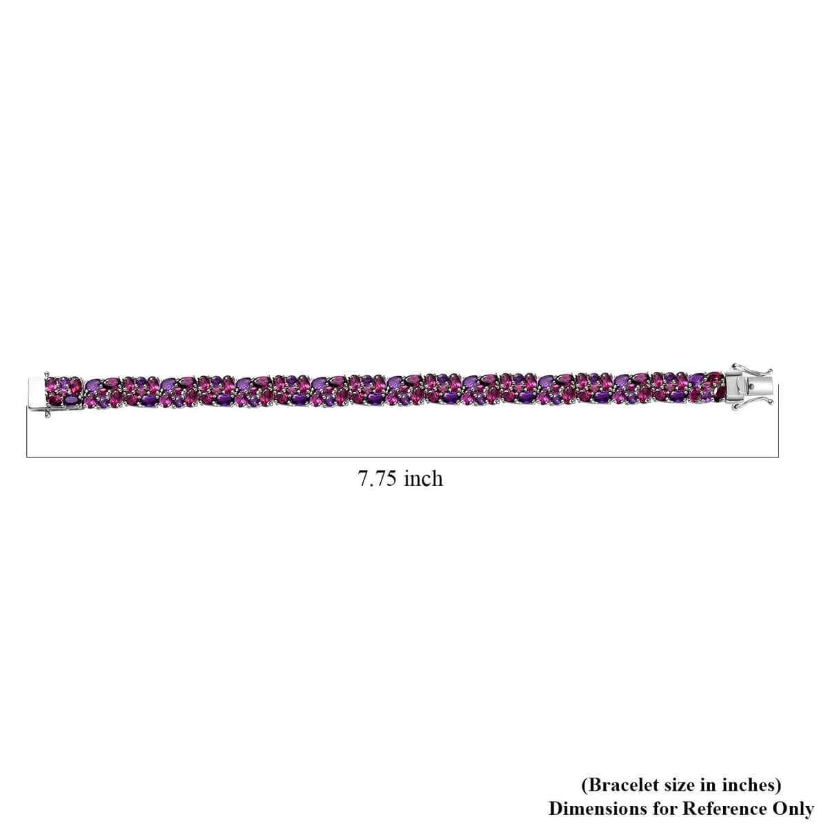 Orissa Rhodolite Garnet and Amethyst Floral Garland Bracelet in Rhodium Over Sterling Silver (7.25 In) 22.40 ctw image number 4