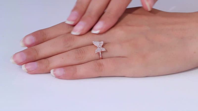 Natural Pink Diamond (I3) Butterfly Ring in 18K Vermeil RG Over Sterling Silver (Size 10.0) 0.33 ctw