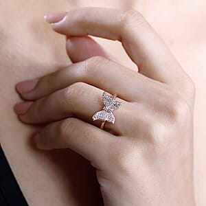 Natural Pink Diamond I3 0.33 ctw Butterfly Ring in 18K Vermeil Rose Gold Over Sterling Silver (Size 10.0)