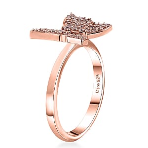 Natural Pink Diamond I3 0.33 ctw Butterfly Ring in 18K Vermeil Rose Gold Over Sterling Silver (Size 10.0)