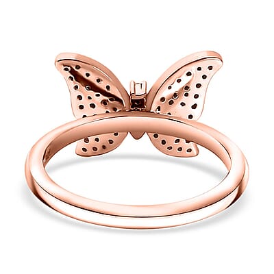 Natural Pink Diamond I3 0.33 ctw Butterfly Ring in 18K Vermeil Rose Gold Over Sterling Silver (Size 10.0)